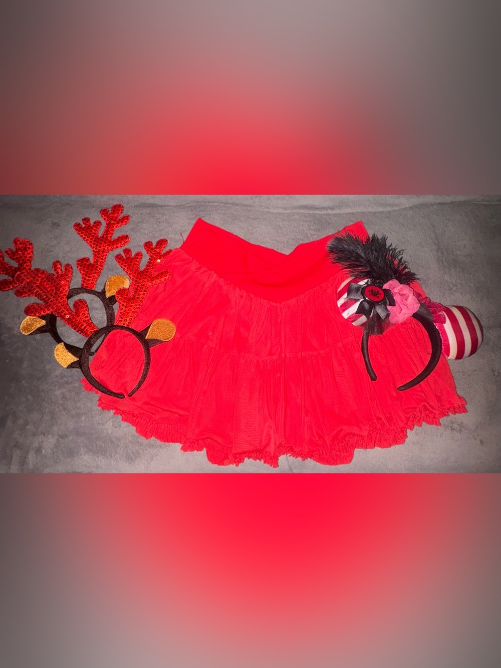 Womens Red Tiered Tulle Dress - Luopeisi